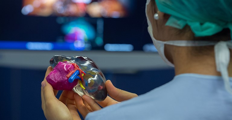 a doctor holding 3d printed heart model