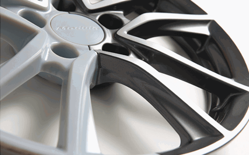 Modelo de prototipo de rueda impreso con una Objet Eden500V: dividido en varias piezas y montado.