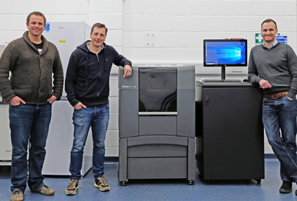 BiologIC is the first company in the UK — and one of the first in Europe — to install Stratasys’ new J826 3D Printer. Picture shows, from left: BiologIC co-founders Dr Colin Barker, Richard Vellacott and Nick Rollings.