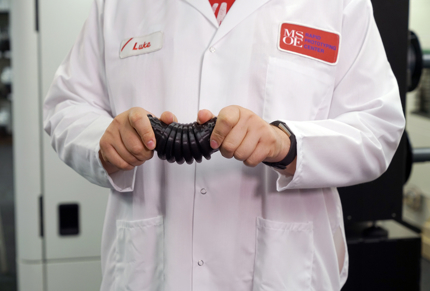 A closeup of a flexible part. 