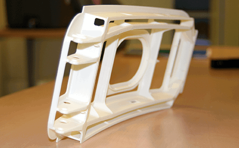 Prototipo en miniatura impreso en 3D del sistema de puertas de un avión Airbus.