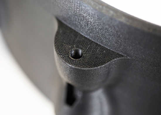 close up of black fdm 3d printed snare drum