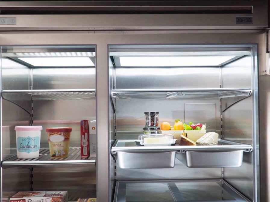 Sub Zero fridge interior.