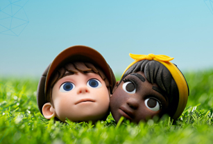 Toy Kids in the grass