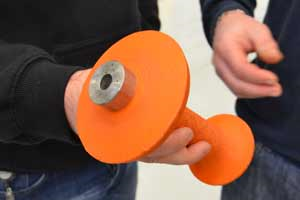 Assembly line tools produced by Volvo Trucks with Stratasys’ FDM 3D printing technology include this durable, yet lightweight punching tool 