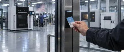 Immagine che mostra l'accesso controllato tramite badge presso Stratasys Direct