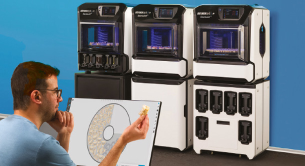 Tech with application and 3 printers