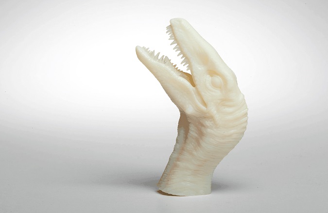 3d printed white dinosaur raptor head model