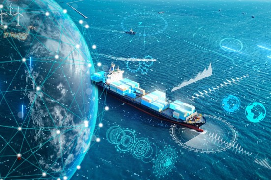 cargo ship supply chain graphic