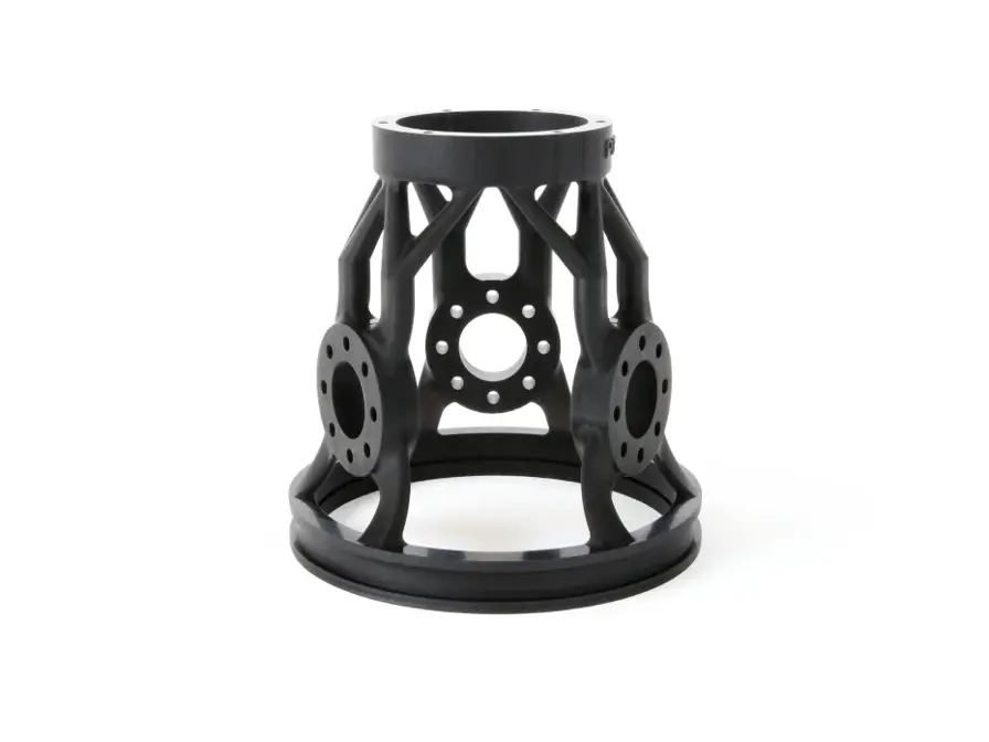 3D printed UAV sensor gimbal housing designed for lightweight, production-ready aerospace applications.