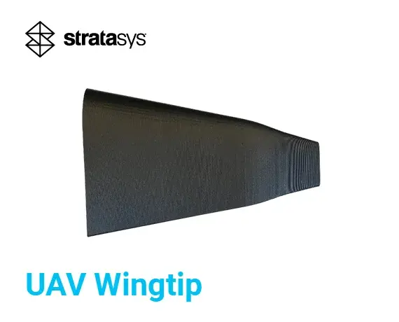 Production UAV wingtip manufactured in FDM® Nylon 12CF™ material using industrial FDM® technology.
