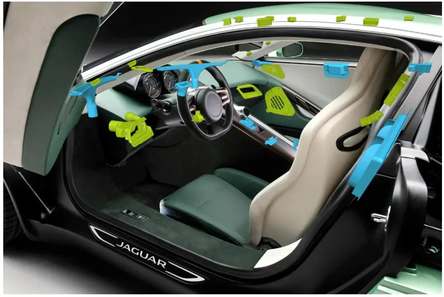 Inside of driver cockpit of Jaguar