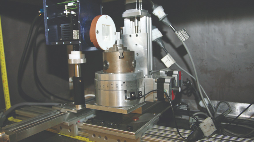 Micro-CT machine with a 3D printed sample holder.