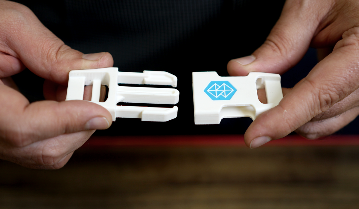 Snag buckle 3D printed with ToughONE using Stratsys PolyJet ToughONE Material
