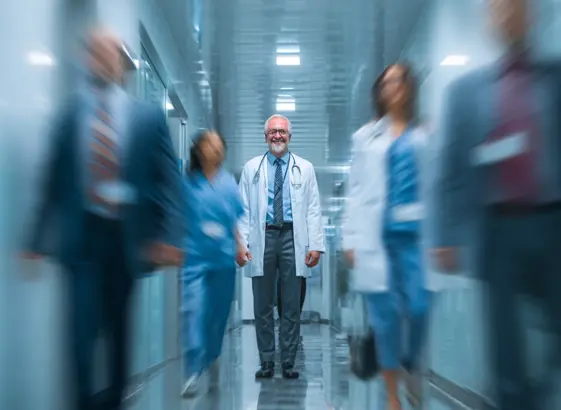 Doctor in busy hospital hallway | Stratasys Direct