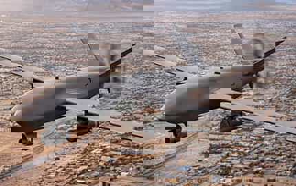 Drone flying over desert