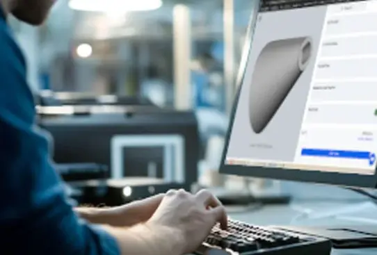 Computer screen displaying RapidQuotes, Stratasys Direct’s online 3D printing service for fast and easy ordering of custom additive manufacturing parts.