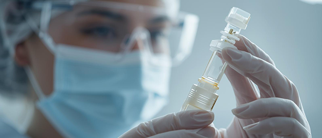 Medical tech wearing gloves using a 3d printed medical part