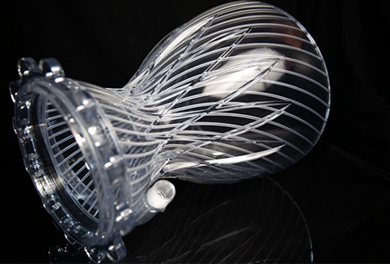 SLA Transparent finish on 3d printed part with lots of detail and curves