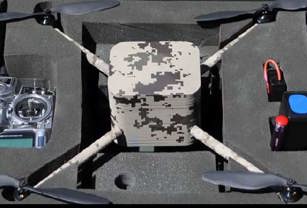 Compact drone in flight, demonstrating the benefits of 3D-printed parts in reducing weight and accelerating production cycles in modern UAV manufacturing.