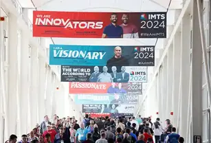 IMTS people in hallway of event
