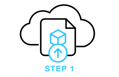 Drone component manufacturing icon step 1 upload and quote