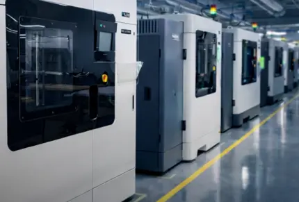 Rows of Industrial 3D Printers