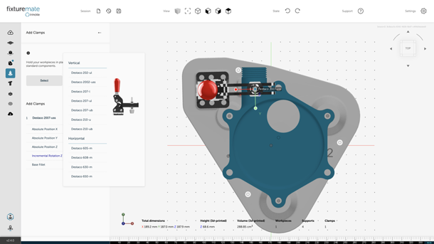 Clamp designed with fixturemate and Stratasys GrabCAD